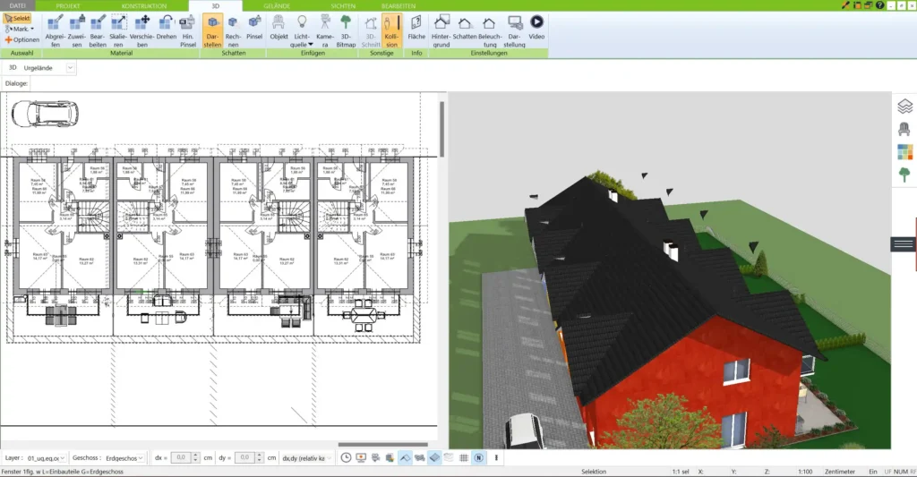 Nutzen Sie den 3D Architekt von Immocado, um schnell und einfach Grundrisse für Ihre Almhütte in 2D und 3D zu erstellen