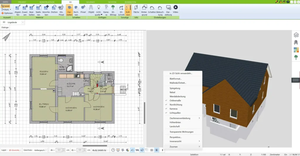 Ökologische Baustoffe wie Holz und Lehm Visualisierung der Materialien im 3D-Modell für ein nachhaltiges Design