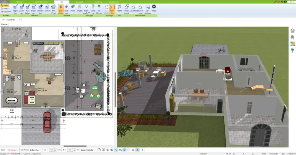 Optimale Raumaufteilung Ein Beispiel für die Planung von Wohn- und Schlafräumen im 3D Architekt