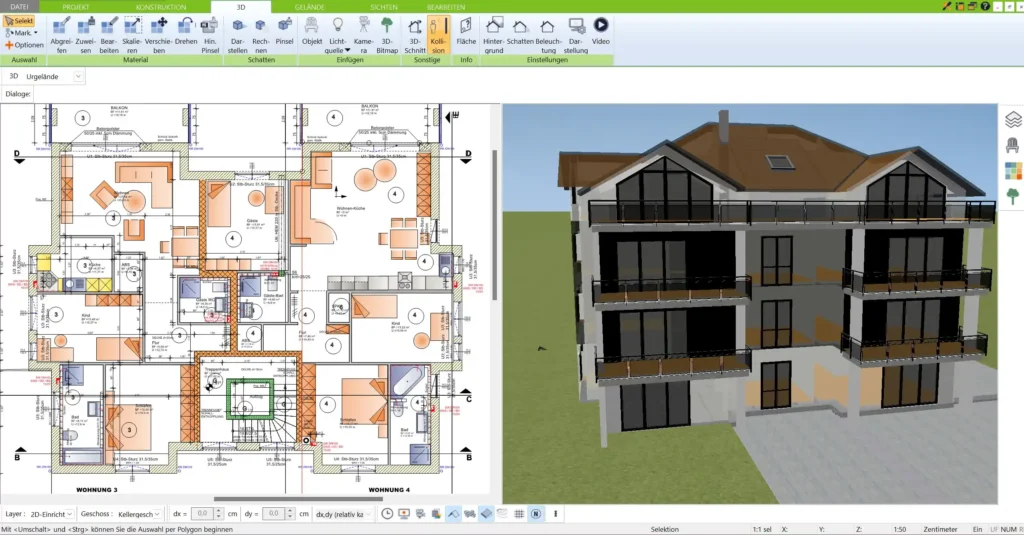 Platzierung von Tribünen im Reithallen-Grundriss Flexible Gestaltungsmöglichkeiten in der 3D Architekt Software