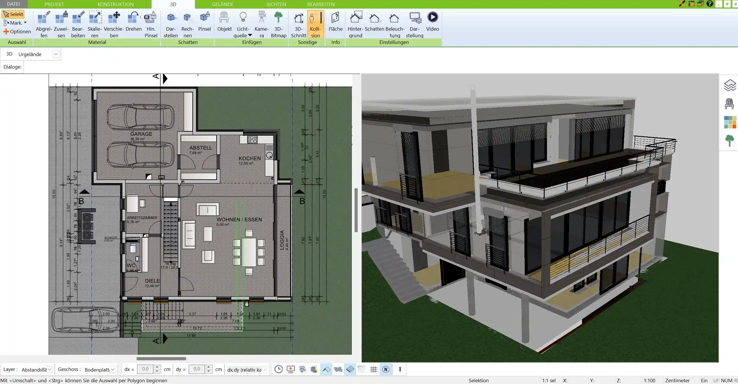 Übersichtlicher Grundriss eines Logistikzentrums in der 3D Architekt Software