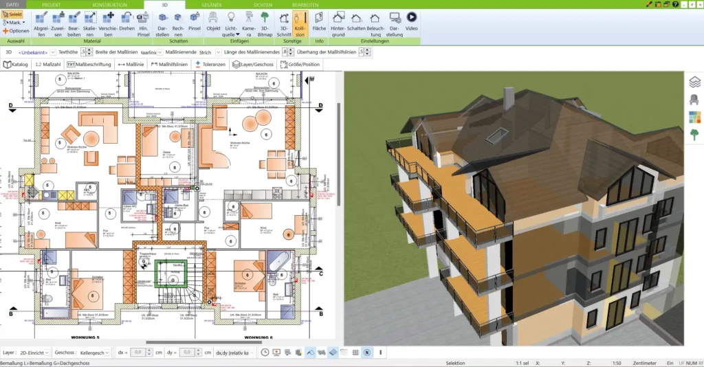 Vergleich der Benutzeroberflächen von Room Planner und 3D Architekt von Immocado