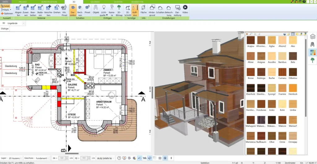 Vergleich verschiedener Sanierungsvarianten mit der Layer-Funktion des 3D Architekt – Dämmung vs. neue Fenster