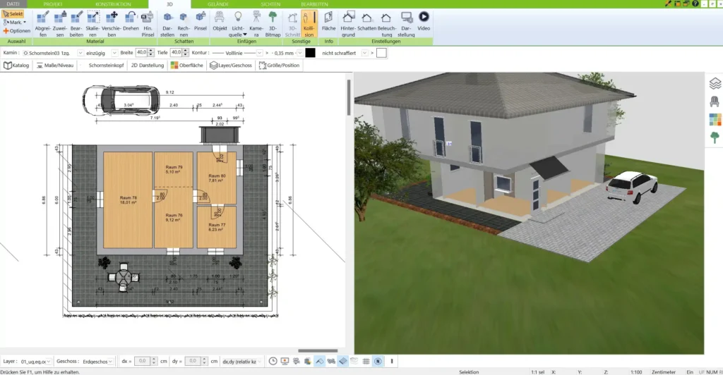 Vergleichen Sie verschiedene Layouts und Raumaufteilungen mit der Layer-Funktion des 3D Architekts