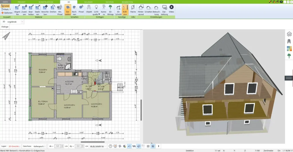 3D-Visualisierung eines Nullenergiehauses – erstellt mit dem 3D Architekt von Immocado