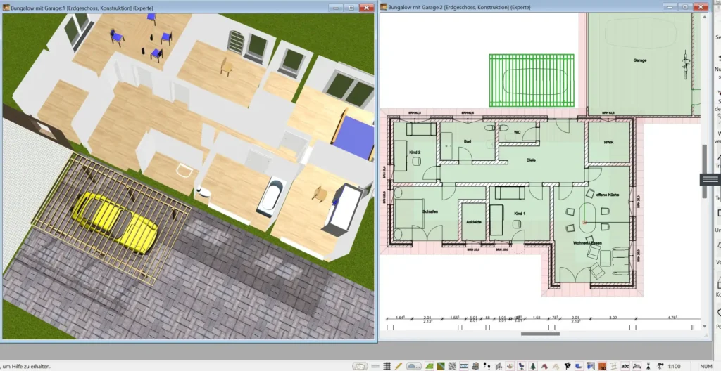 Beispiel eines professionellen Grundrisses Mit dem 3D Architekt von Immocado entworfen