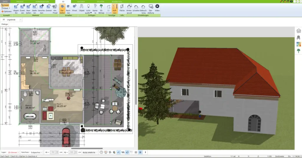 Dachgaube visualisieren Ein Beispiel für die Raumgestaltung im Dachgeschoss, erstellt mit dem 3D Architekt von Immocado