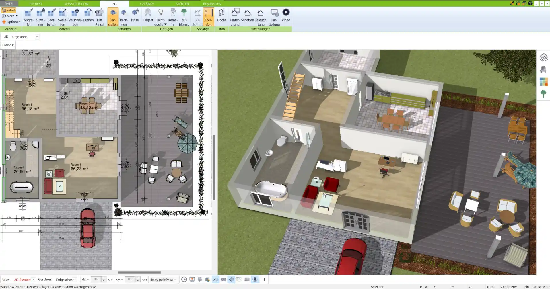 Detailgenauigkeit bei der Planung Darstellung einer energieeffizienten Dämmung, visualisiert mit der 3D Architekt Software