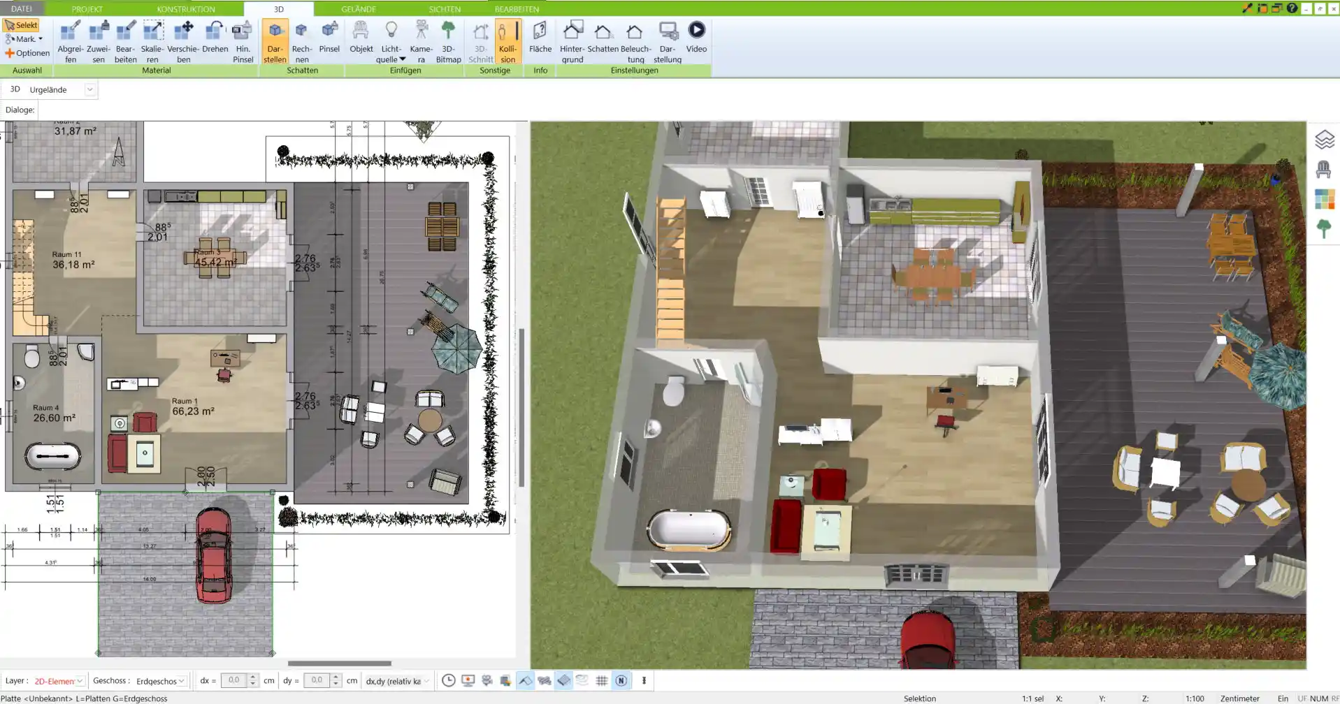 Flexible Raumplanung im Bungalow-Grundriss – Geplant mit dem 3D Architekt von Immocado