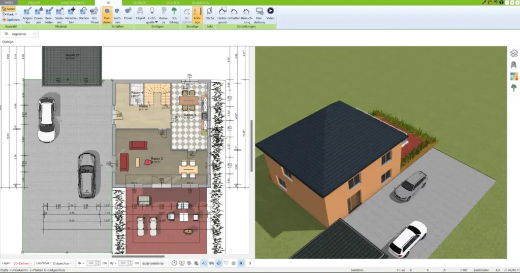 Grundriss eines kleinen Schlafzimmers (12 m²) – erstellt mit dem 3D Architekt von Immocado