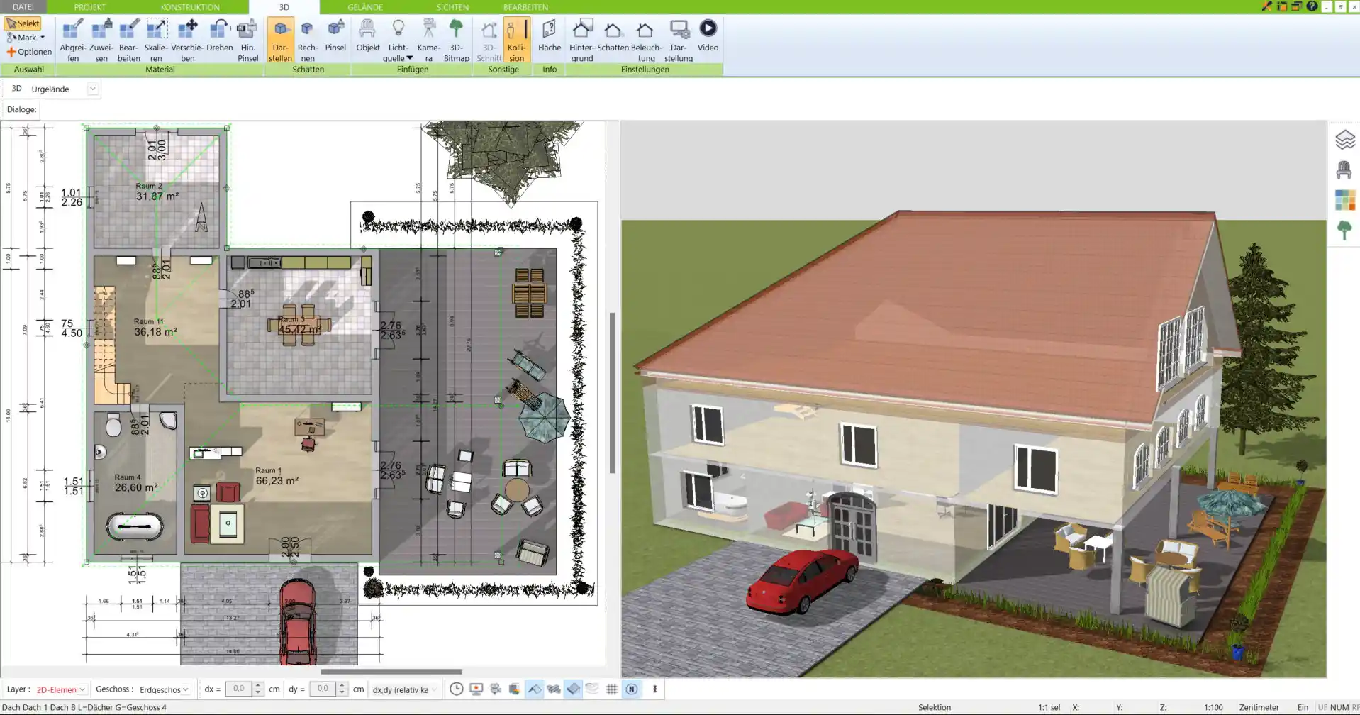 Grundriss eines mobilen Hauses mit Immocado geplant