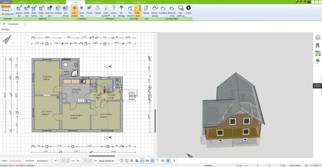 Individuelle Grundrissplanung eines Lehmhauses – Erstellt mit dem 3D Architekt von Immocado