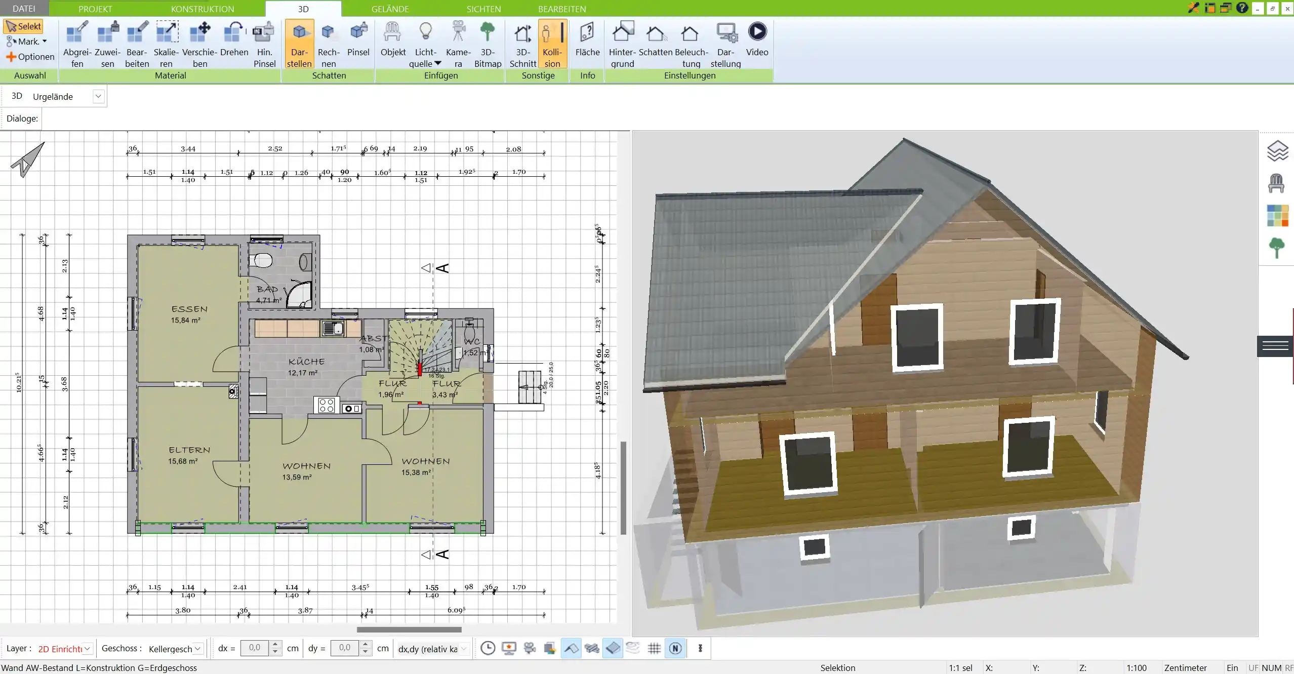 Individuelle Grundrissplanung eines Massivhauses mit dem 3D Architekt von Immocado