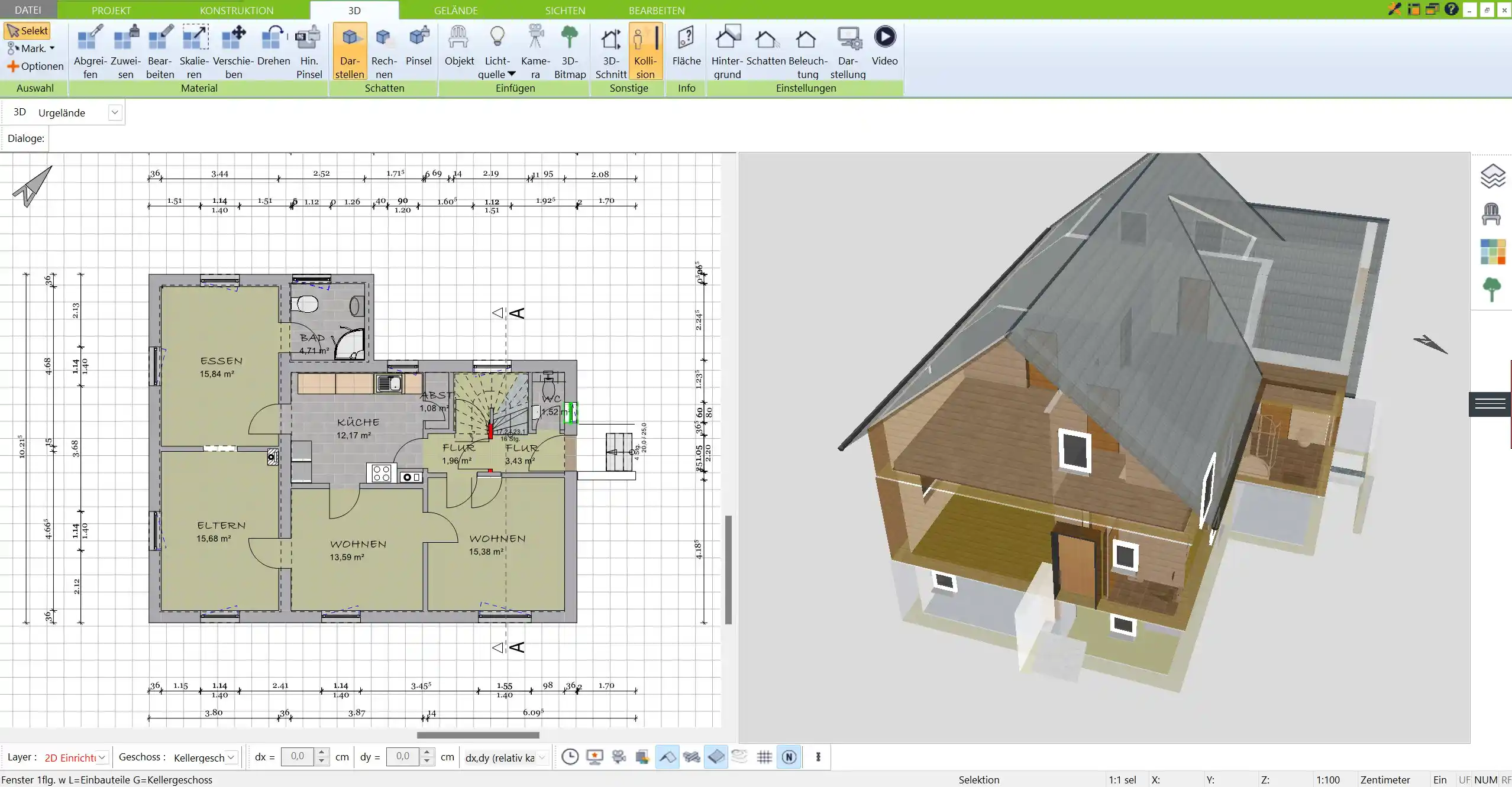 Komplettes 3D-Modell des Doppelhauses – Geplant und visualisiert mit Immocado