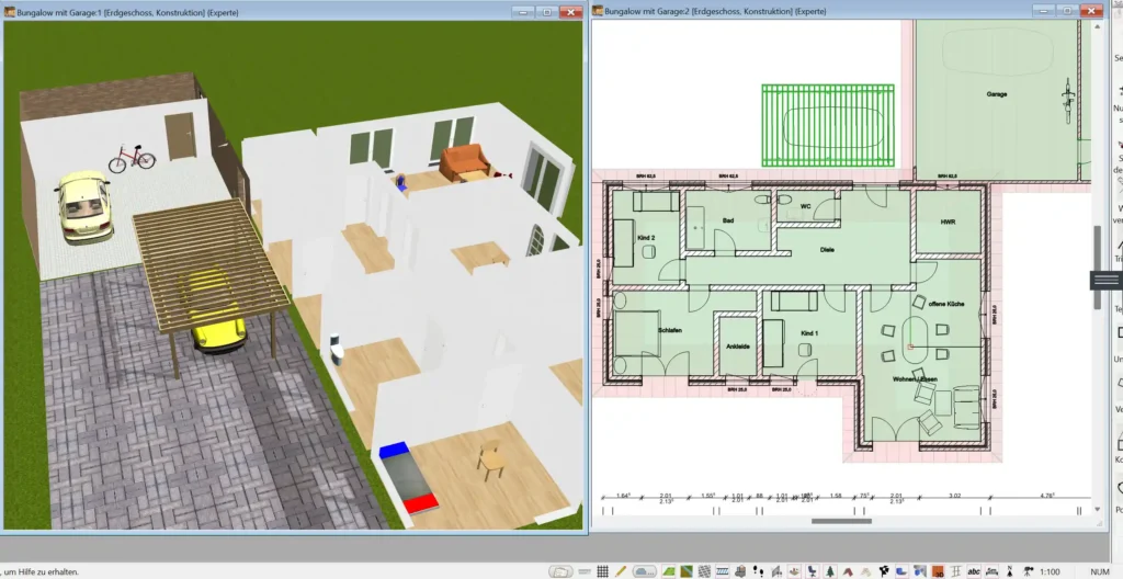 Professioneller Grundriss eines Mehrfamilienhauses – erstellt mit der 3D-Architekt-Software von Immocado