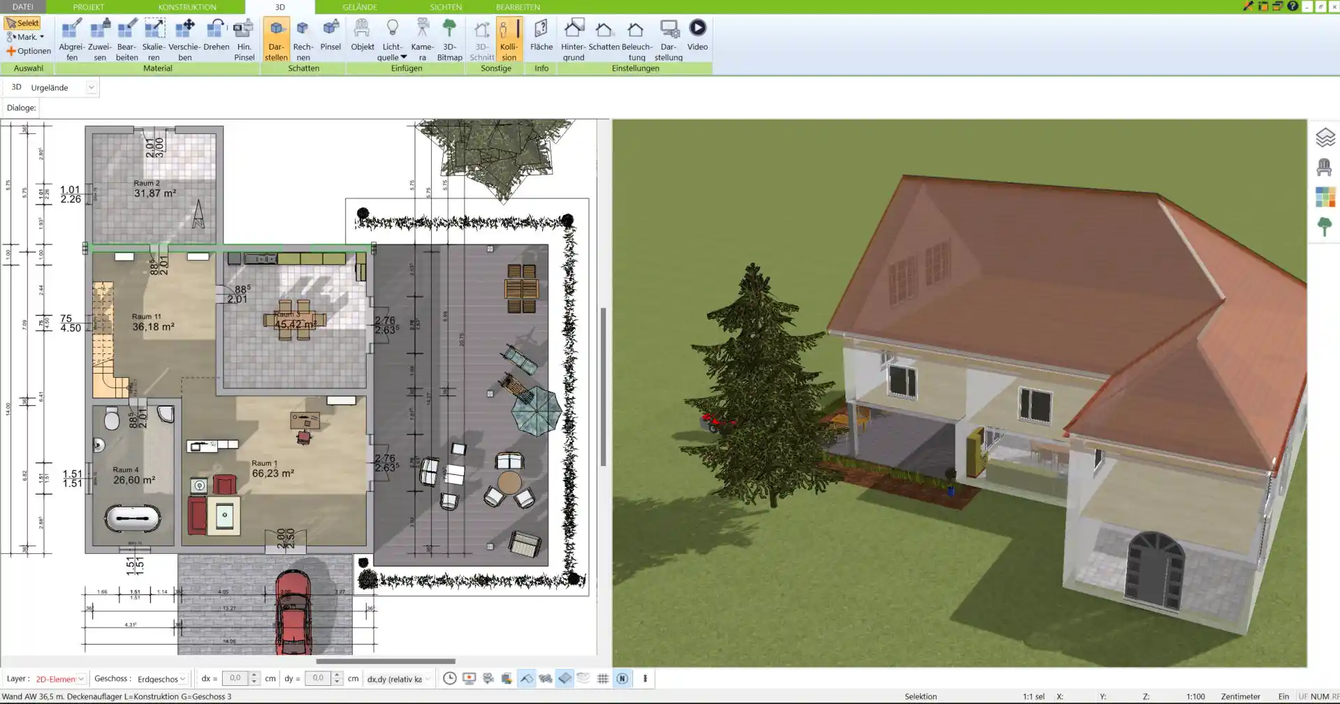 Virtuelle Tour Komplettes Fertighaus in 3D, geplant mit dem Immocado 3D Architekt