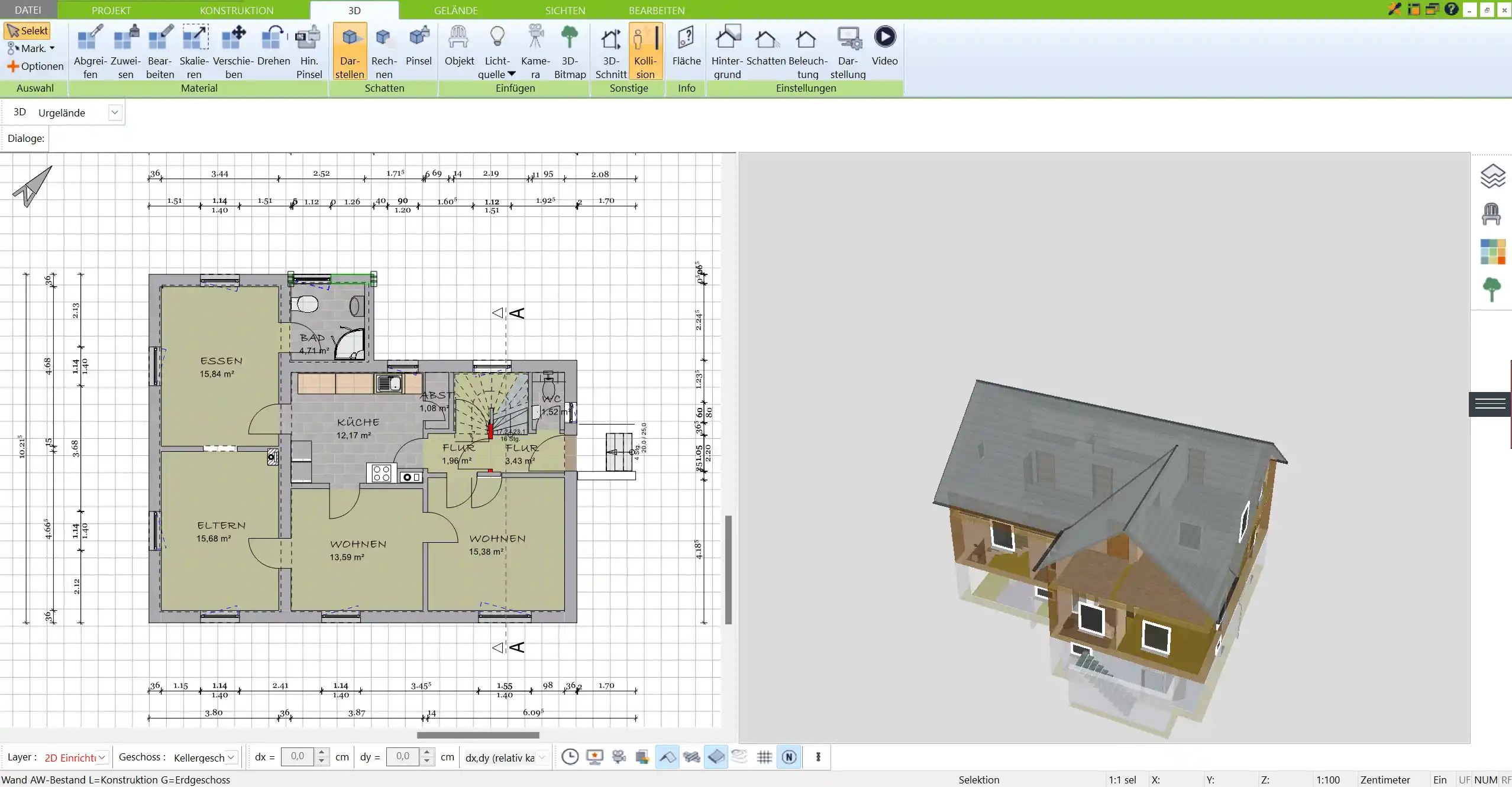 Visualisierung eines modernen Schwedenhauses Mit dem 3D Architekt von Immocado geplant und gestaltet