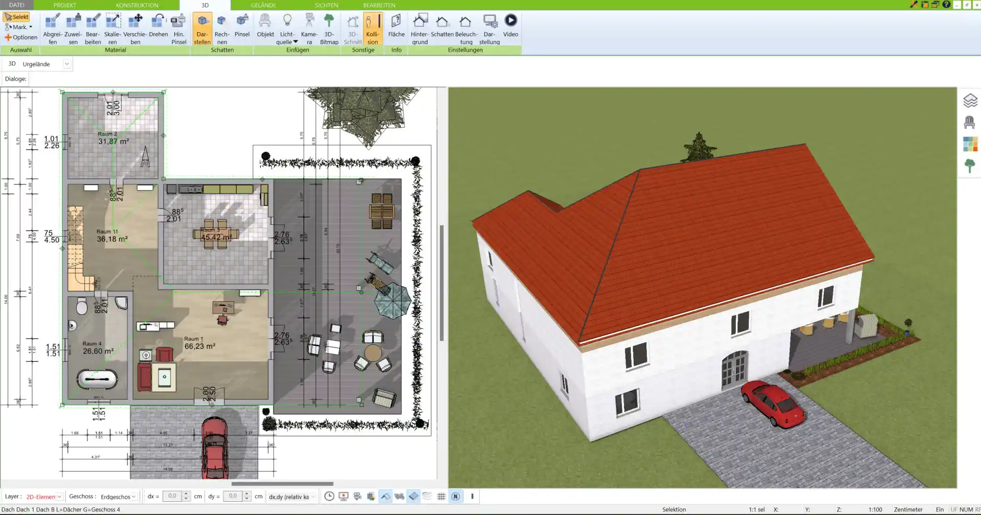 Gesamtkonzept eines Mehrgenerationenhauses – erstellt mit dem 3D Architekt von Immocado