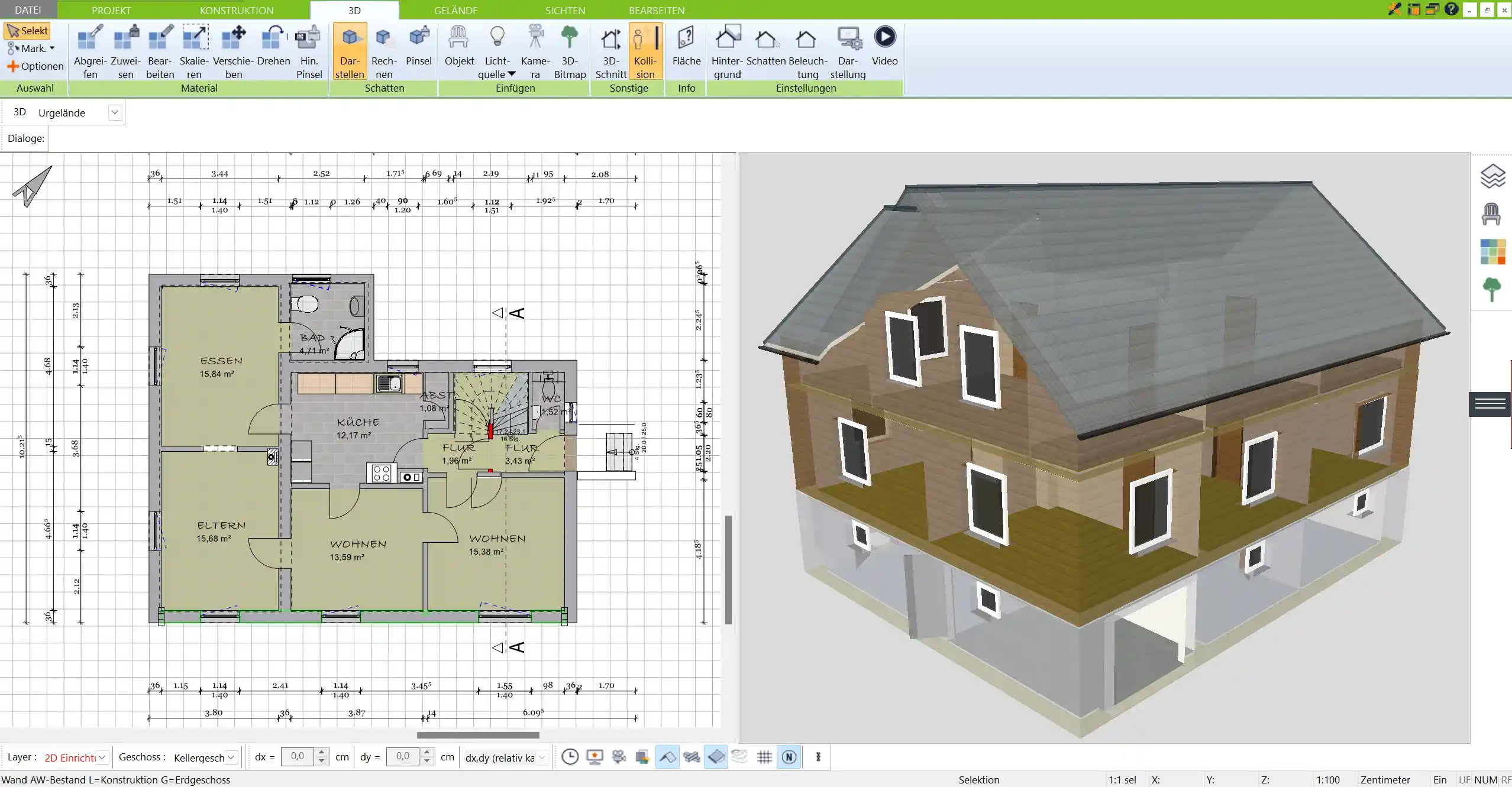 Grundriss eines klassischen Blockhauses u2013 Erstellt mit der Immocado-Software.