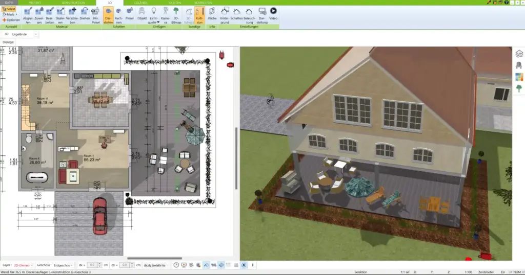 Moderne Stadthaus-Visualisierung Mit dem 3D Architekt von Immocado in wenigen Schritten erstellt.