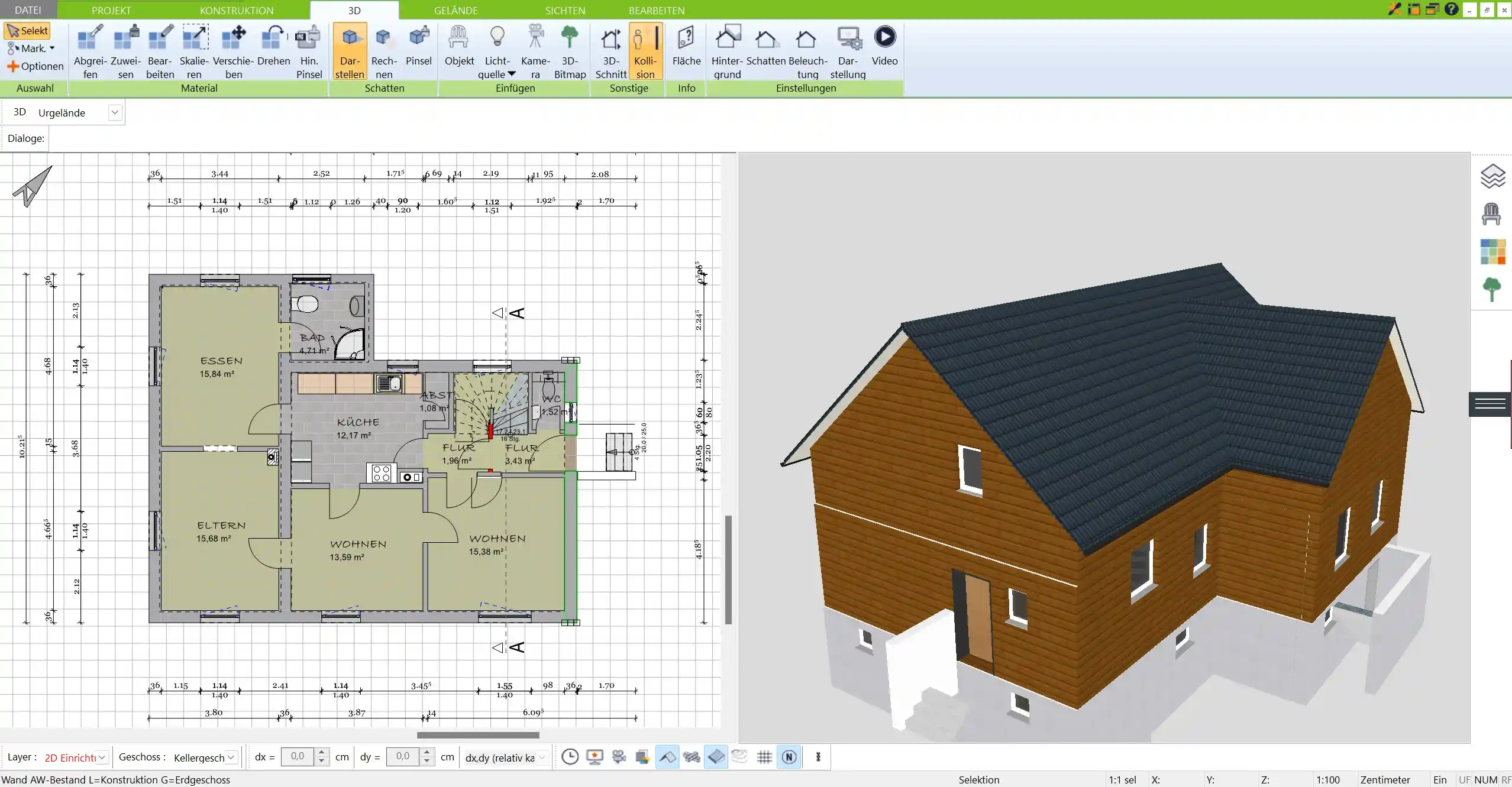 Simulation der Sonnenstände und Energieflüsse Nachhaltiges Bauen geplant mit der Immocado-Software